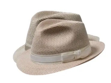 Eleganter Trilby Sommerhut aus Paglina/Bast mit zweifarbiger Garnitur