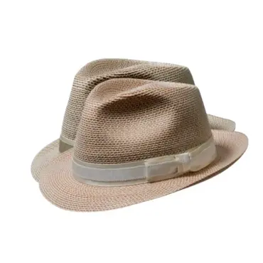 Eleganter Trilby Sommerhut aus Paglina/Bast mit zweifarbiger Garnitur