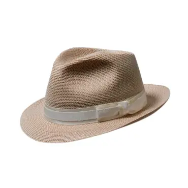Eleganter Trilby Sommerhut aus Paglina/Bast mit zweifarbiger Garnitur