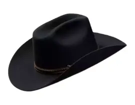 Westernhut Desperado in Schwarz mit Lederhutband in Braun