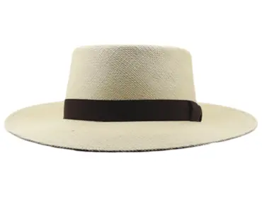 Westernhut aus naturfarbenem Panamastroh mit schwarzem Rebsband