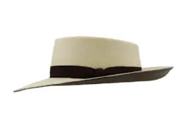 Westernhut aus naturfarbenem Panamastroh mit schwarzem Rebsband