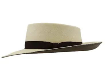 Westernhut aus naturfarbenem Panamastroh mit schwarzem Rebsband