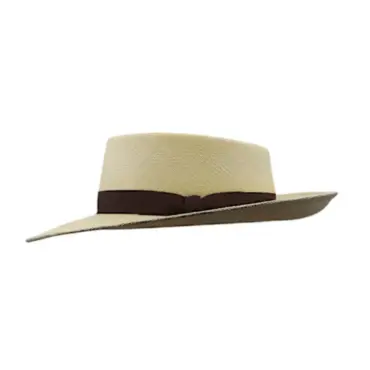 Westernhut aus naturfarbenem Panamastroh mit schwarzem Rebsband