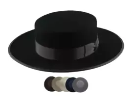 Vaquero Biberhut mit flacher Krone und Rebsband als Garnitur