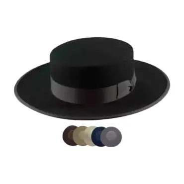 Vaquero Biberhut mit flacher Krone und Rebsband als Garnitur