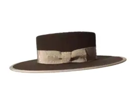 Vaquero Woll- oder Biberhut mit flacher Krone und Rebsband als Garnitur