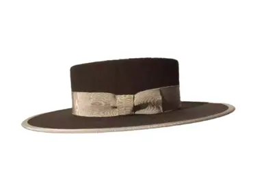 Vaquero Woll- oder Biberhut mit flacher Krone und Rebsband als Garnitur