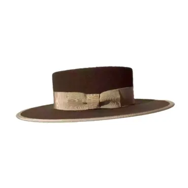 Vaquero Woll- oder Biberhut mit flacher Krone und Rebsband als Garnitur