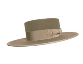 Vaquero Woll- oder Biberhut mit flacher Krone und Rebsband als Garnitur