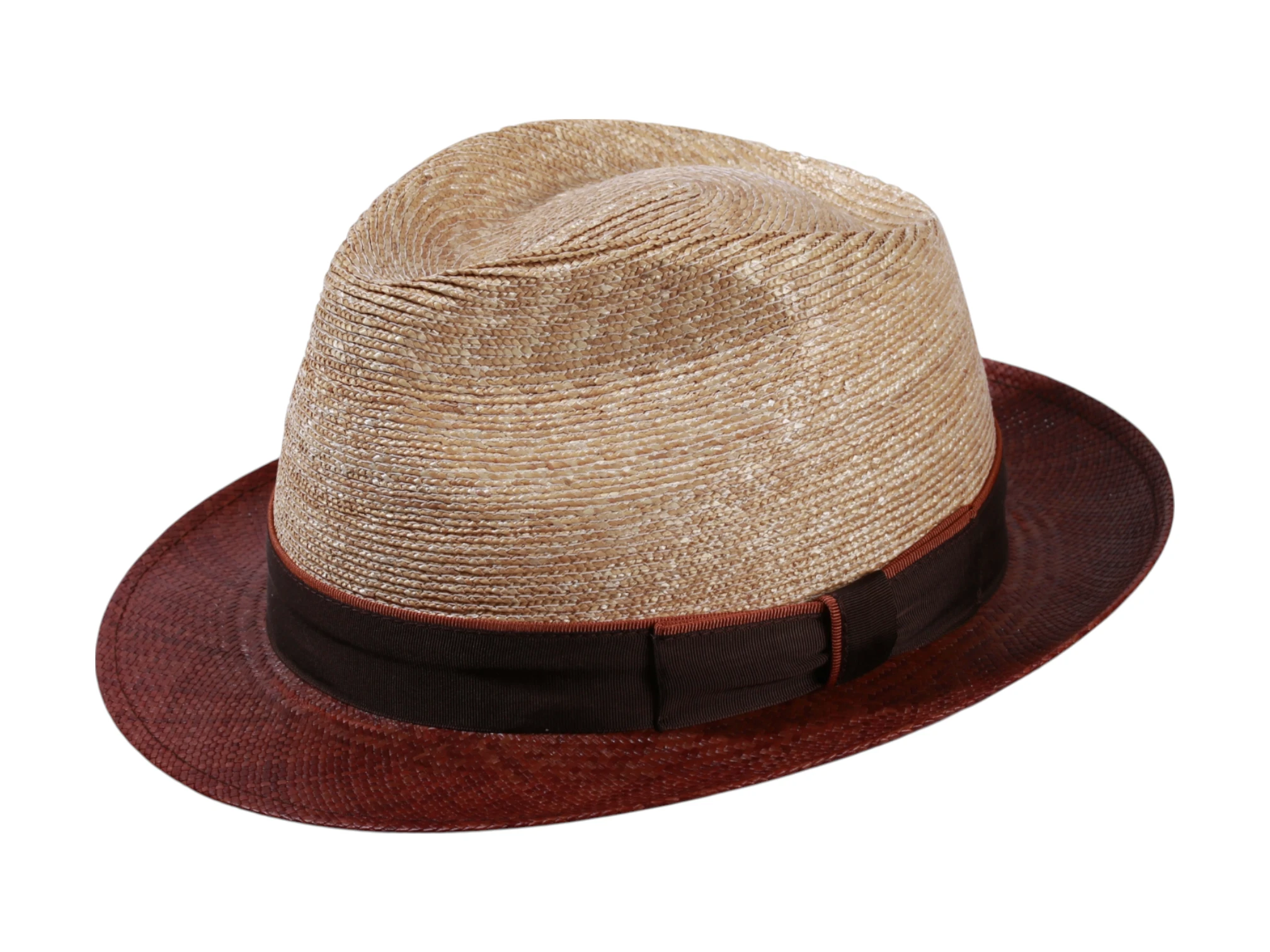 Trilby Strohhut Freiamt GuggibaderIn aus Stroh und Panama mit braunem Rand