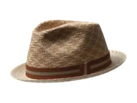 Playerhut aus Panama & Stroh mit Rebsband Cognac/Beige