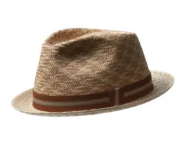 Playerhut aus Panama & Stroh mit Rebsband Cognac/Beige
