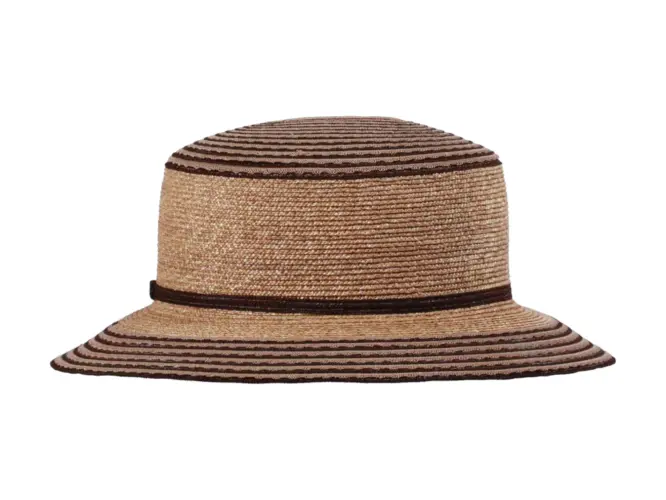 Cloche Strohhut für Damen mit farbigen Streifen – Handgefertigt in der Schweiz