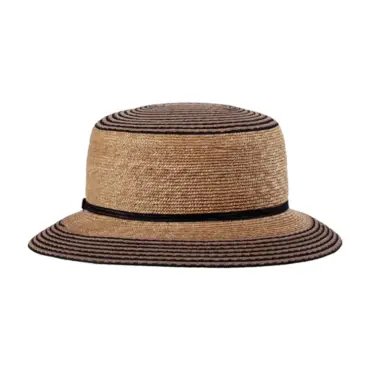 Cloche Strohhut für Damen mit farbigen Streifen – Handgefertigt in der Schweiz
