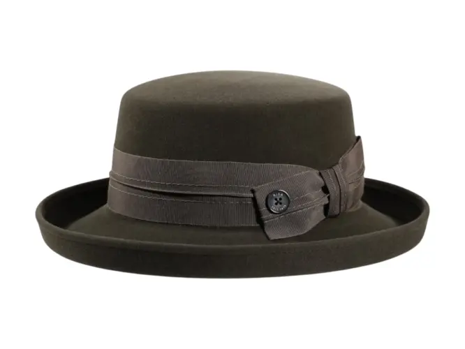 Damen Aufschlaghut Velours in Schwarz, Camel und Moos – Handmade Schweiz