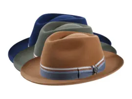Fedora Bogart Velours „Cotton Stripes“ – Handgefertigt in der Schweiz