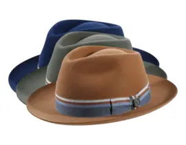 Fedora Bogart Velours „Cotton Stripes“ – Handgefertigt in der Schweiz