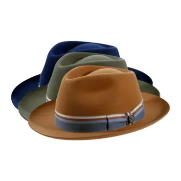 Fedora Bogart Velours „Cotton Stripes“ – Handgefertigt in der Schweiz