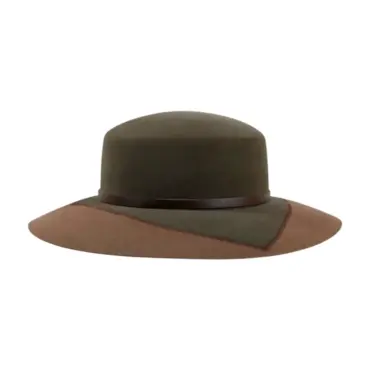 Cloche Velourshut in Moosgrün und Schlamm – Handmade Schweiz