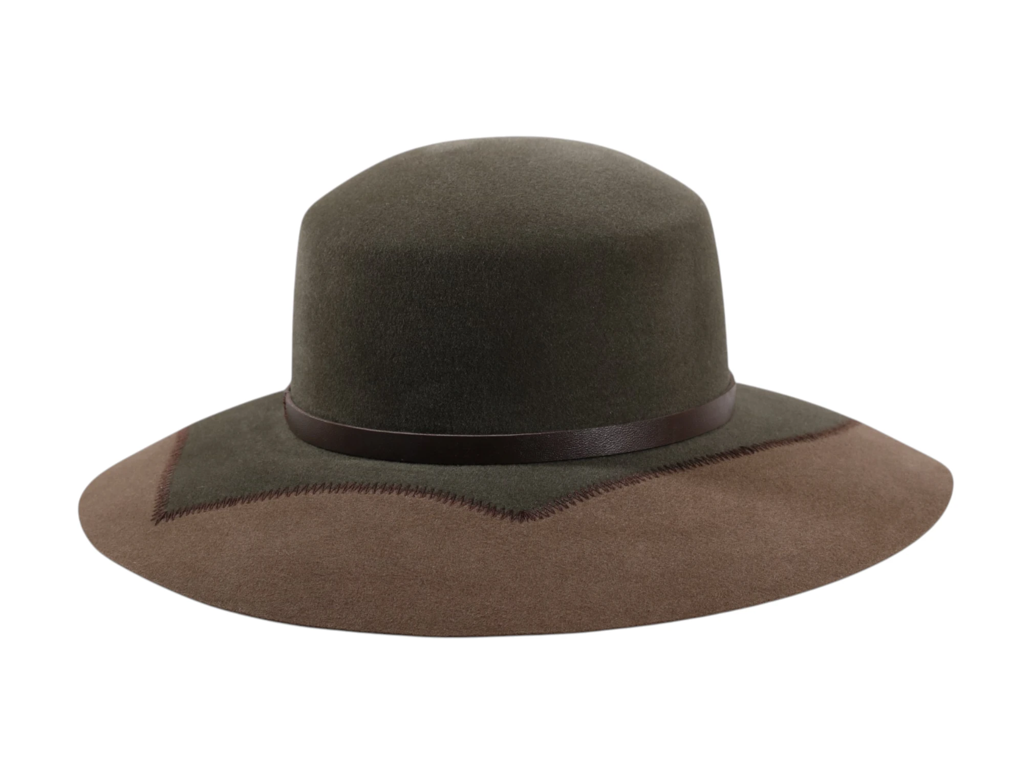 Cloche Velourshut in Moosgrün und Schlamm – Handmade Schweiz