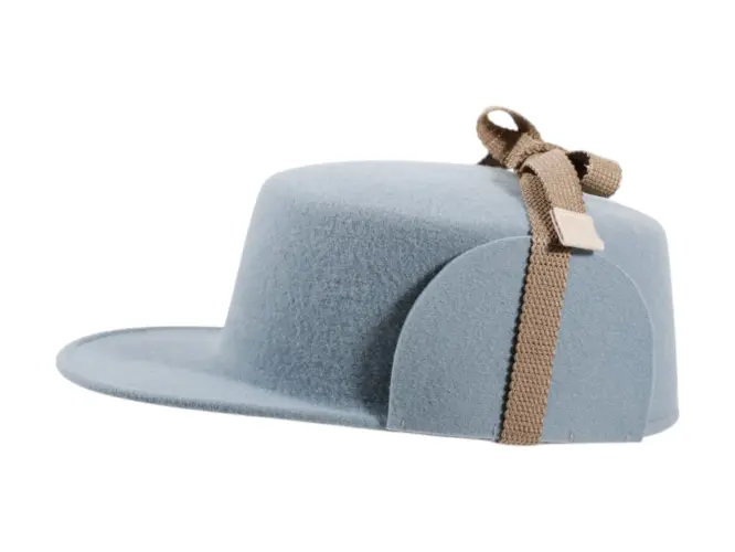 Cap Wollfilz mit Ohrenklappen in Elfenbein, Blau und Moosgrün