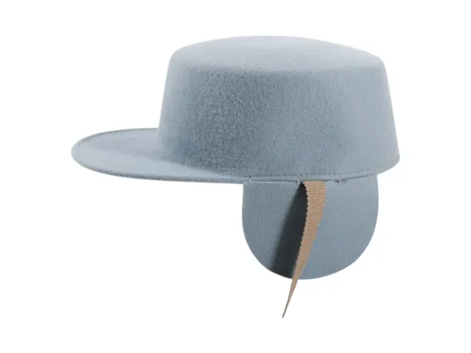 Cap Wollfilz mit Ohrenklappen in Elfenbein, Blau und Moosgrün