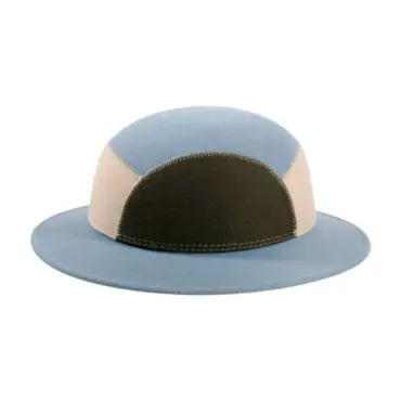 7-Pannel Safari Wollfilzhut in Himmelblau-Beige-Schlamm