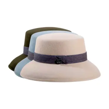 Cloche Wolle Teo Cotone in Elfenbein, Blau und Moos – Handmade Schweiz