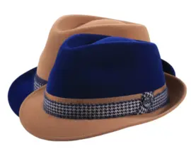 Trilby Haarfilz Velours 2-Piece Mohair in Camel/Marineblau
