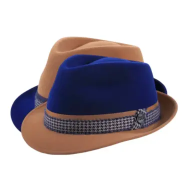 Trilby Haarfilz Velours 2-Piece Mohair in Camel/Marineblau