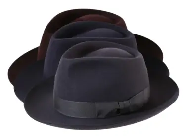 Fedora Bogart aus Haarfilz mit Rebsband und Masche