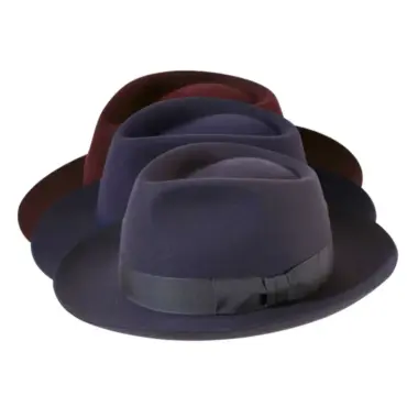 Fedora Bogart aus Haarfilz mit Rebsband und Masche
