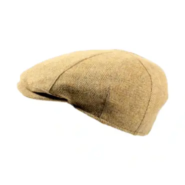 Schiebermütze Tweed Senf aus Zero Waste Wolle