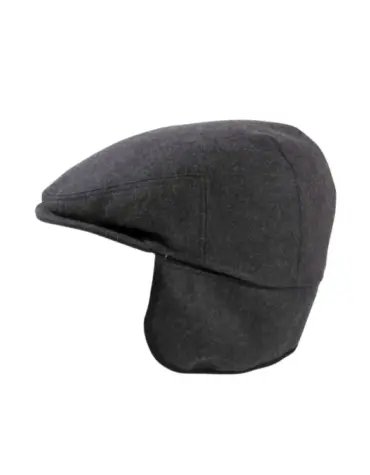 chiebermütze anthrazit mit ausklappbarem Ohrenschutz, Handarbeit Risa