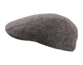 Schiebermütze Johnny Wolle – Fischgrätmuster in Taupe, Marine, Olive & Anthrazit