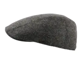 Schiebermütze Johnny Wolle – Fischgrätmuster in Taupe, Marine, Olive & Anthrazit