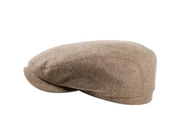 Schiebermütze Clay aus Merino Wolle mit Fischgrätmuster in Camel, Jeans und Anthrazit