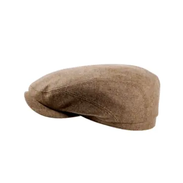 Schiebermütze Clay aus Merino Wolle mit Fischgrätmuster in Camel, Jeans und Anthrazit