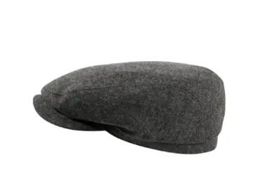 Schiebermütze Clay aus Merino Wolle mit Fischgrätmuster in Camel, Jeans und Anthrazit