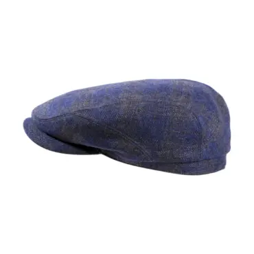 Schiebermütze Clay aus Schurwolle mit Karomuster in Fischgrätstruktur in Zimt, Marine und Stein