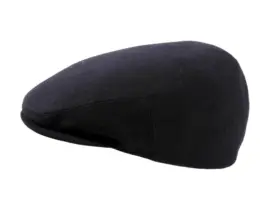 Schiebermütze Schwarz aus Schurwolle mit feiner Struktur