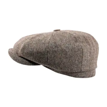 Paperboy-Mütze aus Wolle braun – Handarbeit Risa