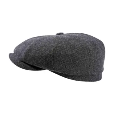 Paperboy-Mütze aus Wolle braun & anthrazit – Handarbeit Risa