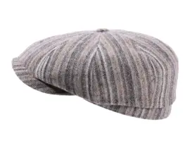Paperboy-Mütze Shelby Wolle & Seide beige gestreift