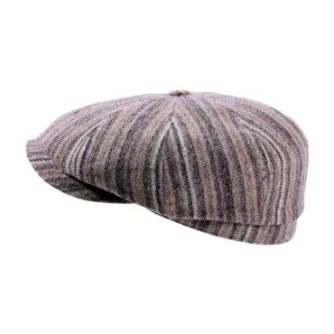 Paperboy-Mütze Shelby Wolle & Seide beige gestreift