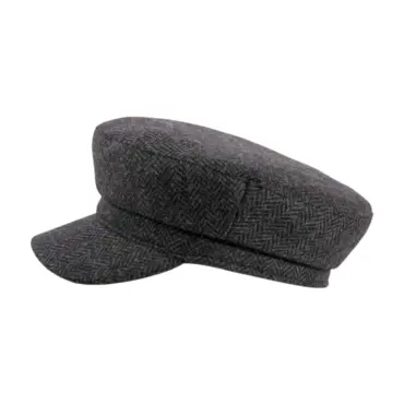 Camaret „Tonio“ Schirmmütze aus Wolle mit Fischgrätmuster, erhältlich in Taupe, Marine, Olive und Anthrazit.