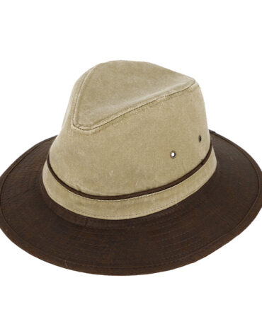 Stoffhut Traveller mit Kunstlederkrempe – hochwertige Kopfbedeckung von Fiebig bei Hut Factory Schweiz