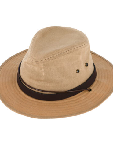 Stoffhut Traveller gewachst mit verstellbarem Kinnband – hochwertige Kopfbedeckung von Fiebig bei Hut Factory Schweiz