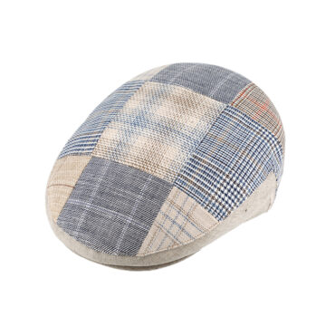 Flatcap Leinen Patchwork kariert – hochwertige Kopfbedeckung von Fiebig bei Hut Factory Schweiz